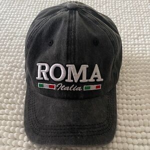 Roma Black Cap with White Embroidery